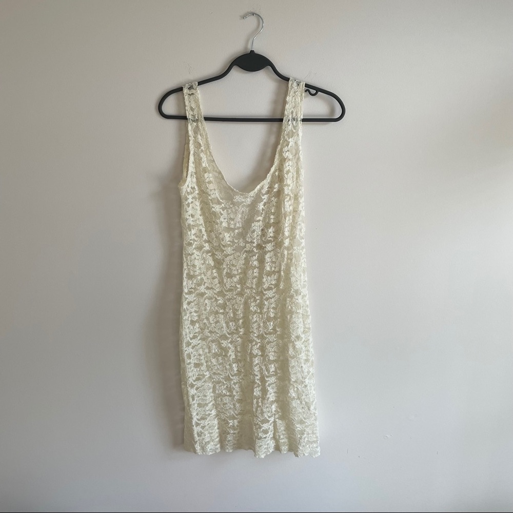 Vintage Victorias Secret Ivory Lace Slip on Dress